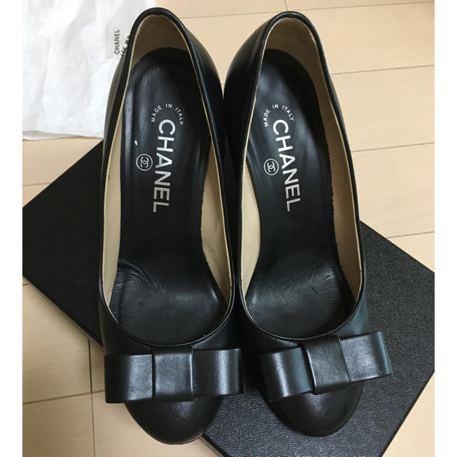メール便不可】 CHANEL 36.5 CHANEL♡シャネル♡リボンパンプス