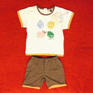 アルマーニ ジュニア(ARMANI JUNIOR)の値下げ中♬新品未使用タグ付き☆アルマーニベビーセットアップ(Ｔシャツ)