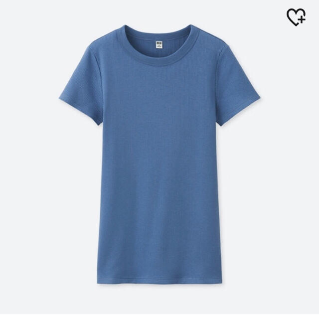 UNIQLO(ユニクロ)のリブT ブルー レディースのトップス(Tシャツ(半袖/袖なし))の商品写真