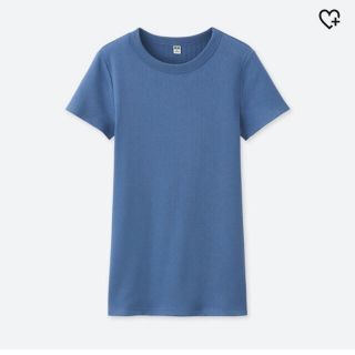 ユニクロ(UNIQLO)のリブT ブルー(Tシャツ(半袖/袖なし))