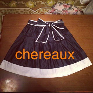 シェロー(chereaux)のchereaux♡紺バイカラースカート♡(ひざ丈スカート)