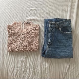 ザラ(ZARA)のえり様専用 ZARA ピンクレーストップス(カットソー(半袖/袖なし))