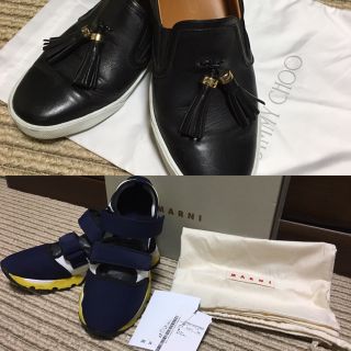 ジミーチュウ(JIMMY CHOO)のゆっぴ様専用 マルニ JIMMY CHOO スリッポン39 レザー ブラック(スリッポン/モカシン)