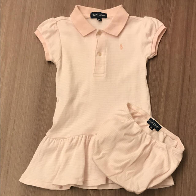 Ralph Lauren(ラルフローレン)のラルフローレン☆ピンクボーダーワンピ 80 ブルマ付き キッズ/ベビー/マタニティのベビー服(~85cm)(ワンピース)の商品写真