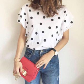 ザラ(ZARA)のザラ フリル袖Tシャツ 希少 ドット柄(Tシャツ(半袖/袖なし))