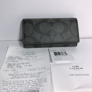 コーチ(COACH)のCOACH コーチ タグ付き★ シグネチャーブラック　キーケース　新品(キーケース)