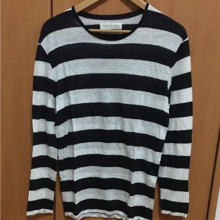 ザラ(ZARA)のzara カットソー ボーダー柄 リネン(Tシャツ/カットソー(七分/長袖))