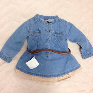 新品ZaraBaby デニムワンピ 74(ロンパース)