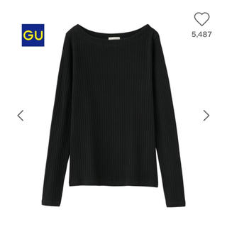 ジーユー(GU)のGU 完売品 リブT(長袖) 黒 Sサイズ(Tシャツ(長袖/七分))