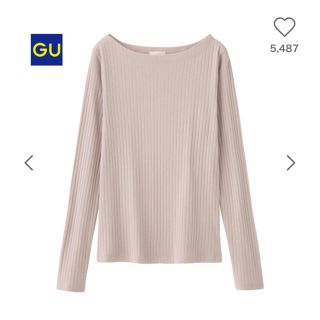 ジーユー(GU)のGU 完売品 リブT(長袖) ピンク色 Sサイズ(Tシャツ(長袖/七分))