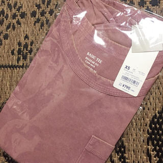 ジーユー(GU)の新品 ウォッシュドクルーネックＴ 半袖Tシャツ  ピンク  XS(Tシャツ(半袖/袖なし))