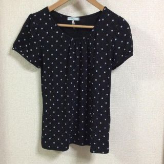 Tシャツ ドット カットソー トップス 黒(Tシャツ(半袖/袖なし))