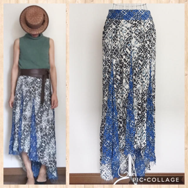 Free People(フリーピープル)のfree people エスニック柄イレギュラーロングスカート ブルー レディースのスカート(ロングスカート)の商品写真