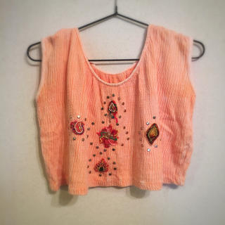 サンタモニカ(Santa Monica)のvintage トップス ビーズ刺繍(カットソー(半袖/袖なし))