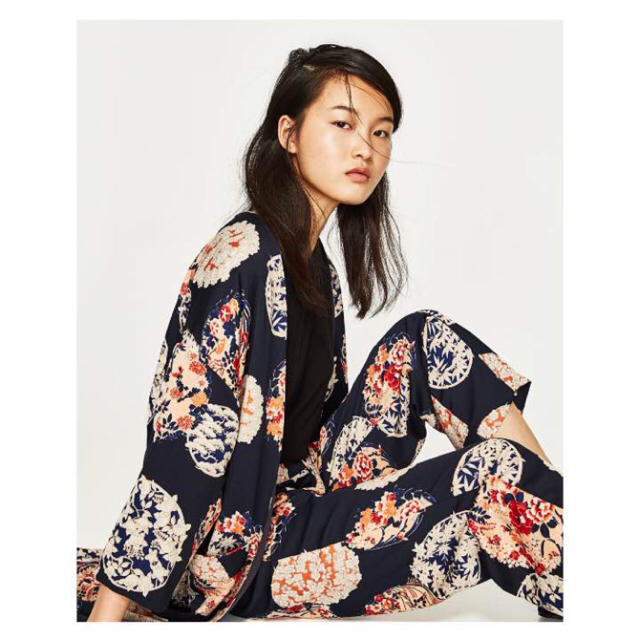 ZARA - レア 完売品 ザラ キモノ クロップド パンツ 花柄 ワンピ