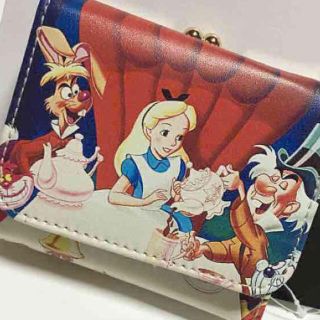 ディズニー(Disney)の美品 アリス 三つ折り財布 コンパクト がま口 ディズニー ふしぎの国のアリス(財布)