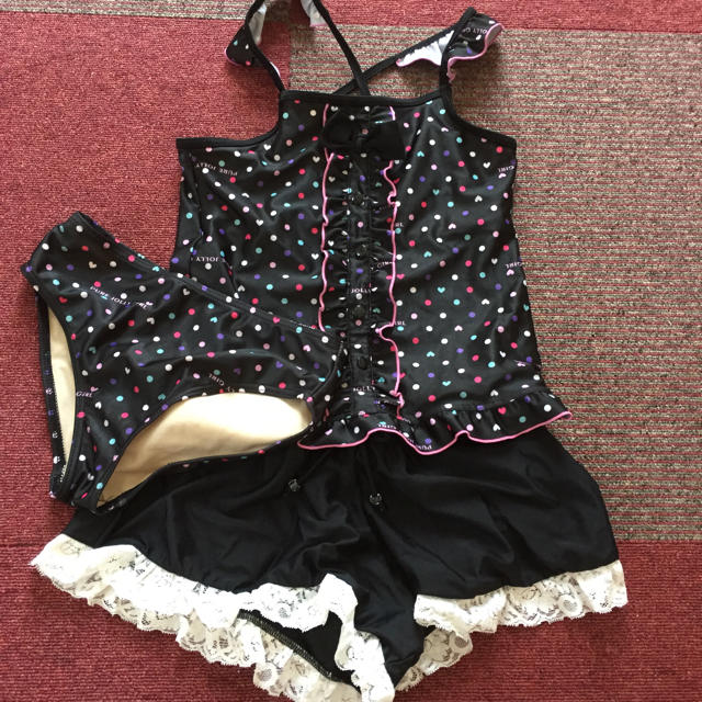 水着3点セット☆160㎝ドット柄 キッズ/ベビー/マタニティのキッズ服女の子用(90cm~)(水着)の商品写真