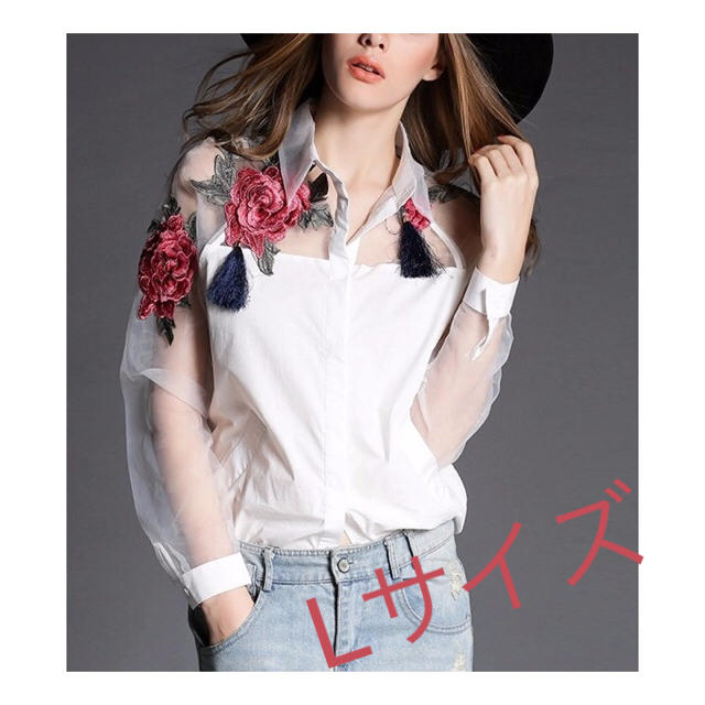 ZARA(ザラ)の刺繍ブラウス 花柄 薔薇 シースルー ZARA好きさんへ レディースのトップス(シャツ/ブラウス(長袖/七分))の商品写真