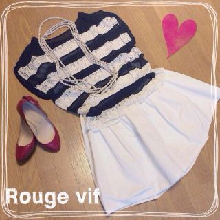 アバハウス(ABAHOUSE)のRougevif♡レースボーダーブラウス(シャツ/ブラウス(半袖/袖なし))