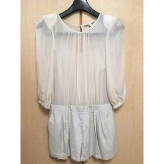 □《TWeNTY8TWeLVe》シフォン切替オールインワン ベージュ 40□