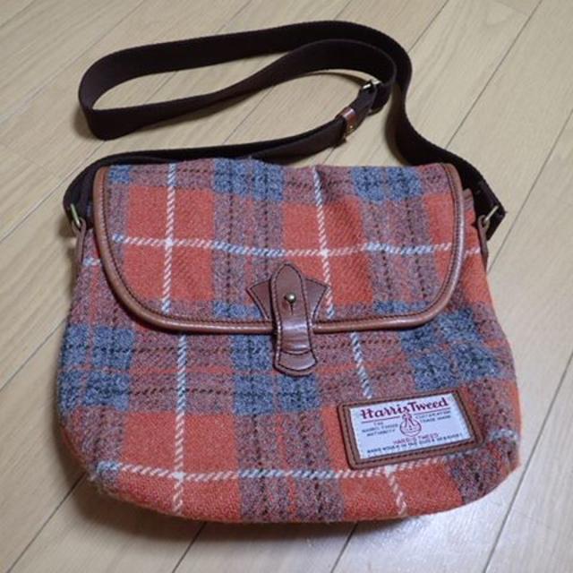 Harris Tweed(ハリスツイード)の【美品】 Harris Tweed オレンジチェックツイードショルダーバッグ レディースのバッグ(ショルダーバッグ)の商品写真