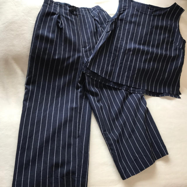 割引卸売 IPSE ストライプセットアップ トップス38+ワイドパンツ36