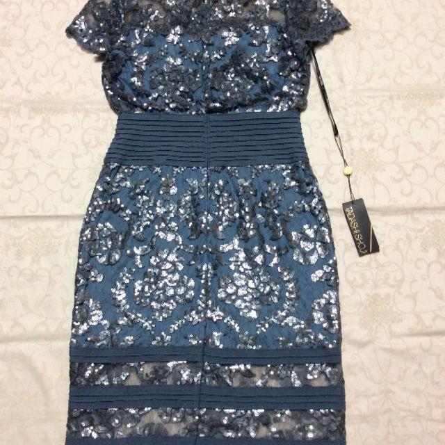 TADASHI SHOJI(タダシショウジ)の新品タグ付き タダシショージ 4/M ブルー スパンコール ドレス レディースのワンピース(ひざ丈ワンピース)の商品写真