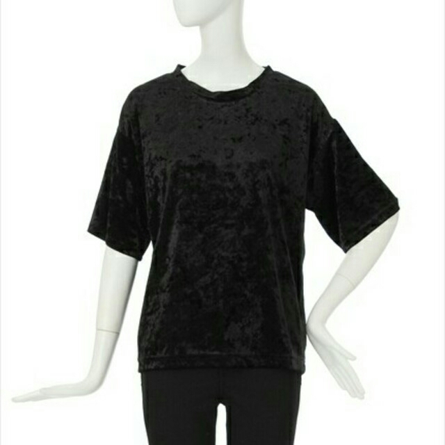 MURUA(ムルーア)のMURUA クラッシュベロアTシャツ ブラック 新品タグ付き レディースのトップス(Tシャツ(半袖/袖なし))の商品写真