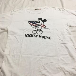 ディズニー(Disney)のDISNEY ディズニー サーフミッキーTシャツ ホワイト星条旗(Tシャツ/カットソー(半袖/袖なし))