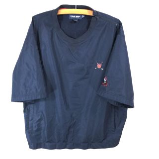 ポロラルフローレン(POLO RALPH LAUREN)のレア 90s  ポロゴルフ ナイロンシャツ Tシャツ XL 紺 裏メッシュ(ナイロンジャケット)