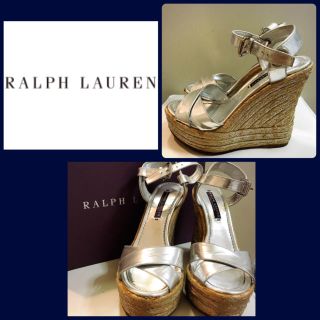 ラルフローレン(Ralph Lauren)のラルフローレン♡メタリックシルバー ウエッジ サンダル♡(サンダル)