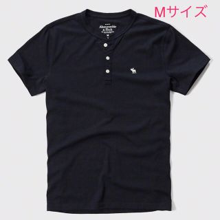 アバクロンビーアンドフィッチ(Abercrombie&Fitch)のスパイダー様専用♪【M】アバクロ メンズ ヘンリーネックワンポイント半袖T 紺色(Tシャツ/カットソー(半袖/袖なし))