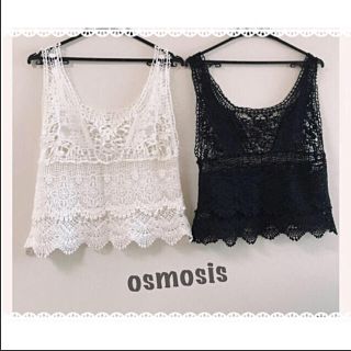 オズモーシス(OSMOSIS)のosmosis◡̈⃝︎レーストップス【ブラック】(カットソー(半袖/袖なし))