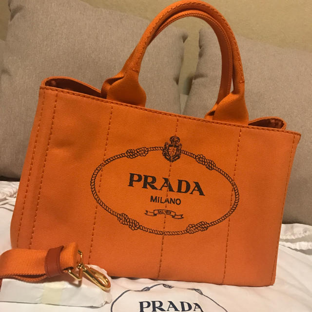 プラダ PRADA ハンドバッグ トートバッグ カナパ　オレンジ　ユニセックス