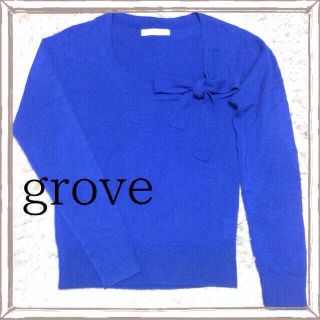 グローブ(grove)のgrove ブルー春ニット(ニット/セーター)