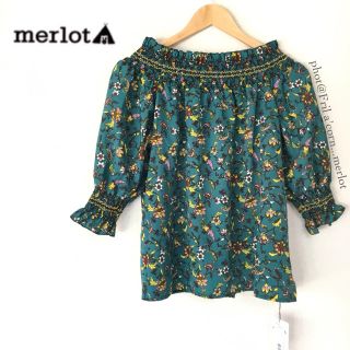 メルロー(merlot)のメルロー 2wayボタニカルオフショルダートップス ＊グリーン(シャツ/ブラウス(半袖/袖なし))