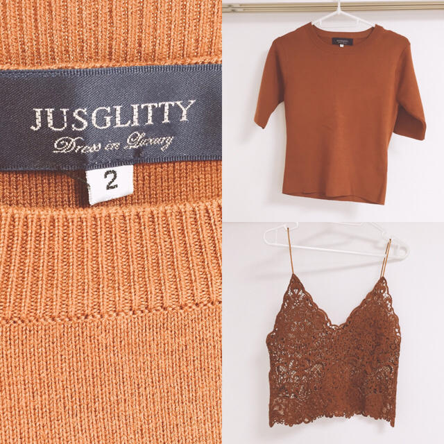 JUSGLITTY(ジャスグリッティー)の【Yuka様専用】JUSGLITTY♡レースキャミ付きニット ビスチェ  レディースのトップス(ニット/セーター)の商品写真