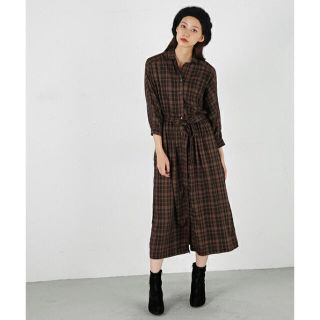 マウジー(moussy)の【新品・タグ付き】MOUSSY / マウジー チェックシャツドレス 【ブラウン】(ロングワンピース/マキシワンピース)