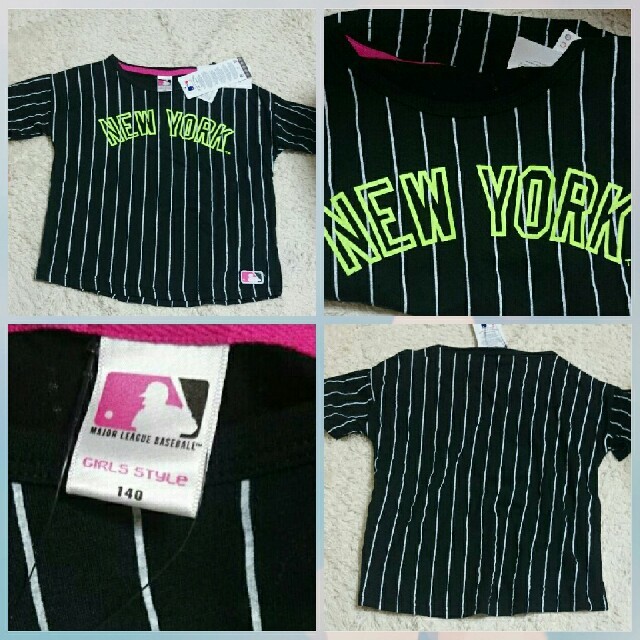 NEW YORK  ボーダー 新品 140 タグ 野球 メジャーリーガー キッズ/ベビー/マタニティのキッズ服女の子用(90cm~)(Tシャツ/カットソー)の商品写真