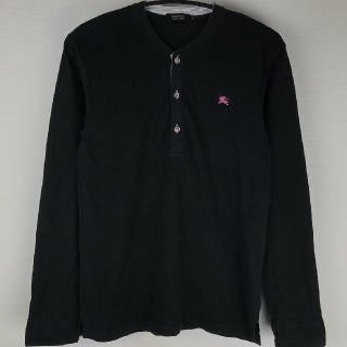 バーバリー(BURBERRY)のBURBERRY BLACK LABEL 長袖ヘンリーネックカットソー ブラック(Tシャツ/カットソー(七分/長袖))