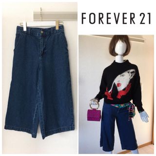 フォーエバートゥエンティーワン(FOREVER 21)のFOREVER21 未使用 デニム ガウチョパンツ ワイドパンツ(デニム/ジーンズ)