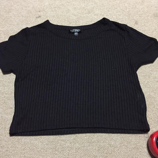 トップショップ(TOPSHOP)の黒Tシャツ リブ(Tシャツ(半袖/袖なし))