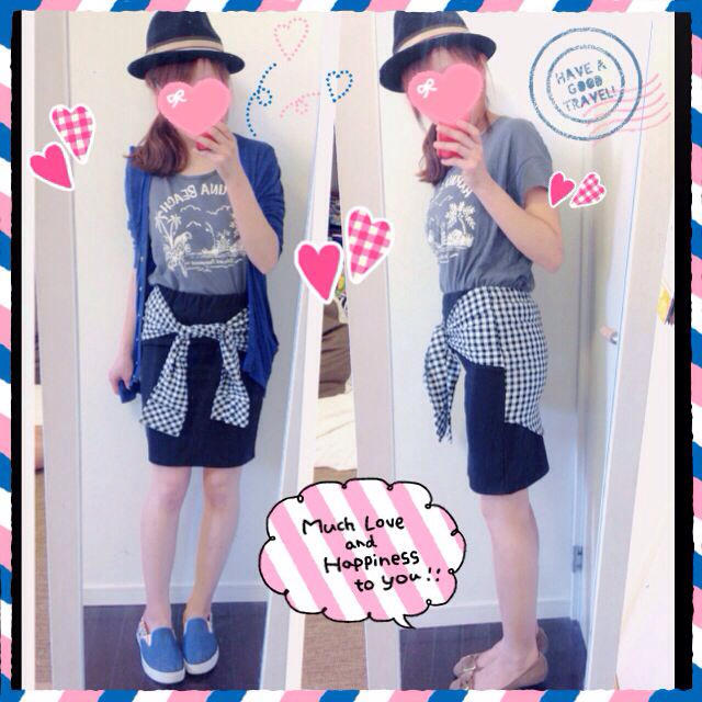 ギンガムチェックシャツ付きスカート レディースのスカート(ひざ丈スカート)の商品写真