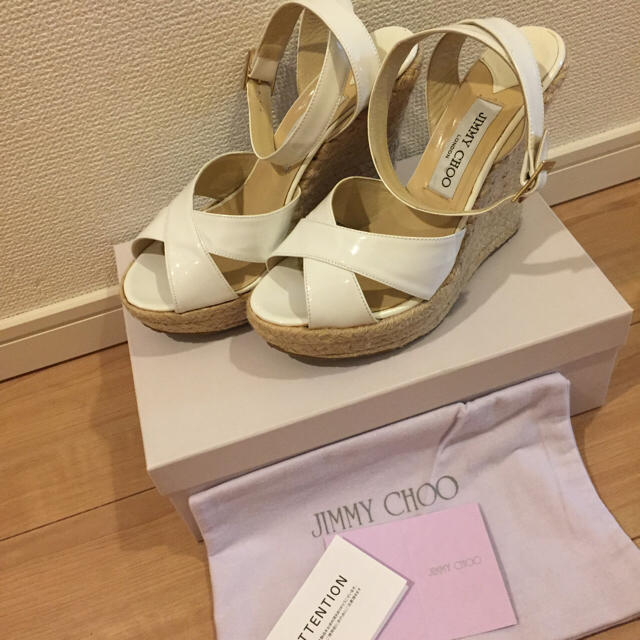 サンダルJIMMY CHOO パテントウェッジサンダル 38