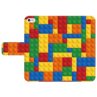 スマホケース 手帳型 送料無料 全機種対応 LEGO柄 レゴ柄 ブロック(モバイルケース/カバー)