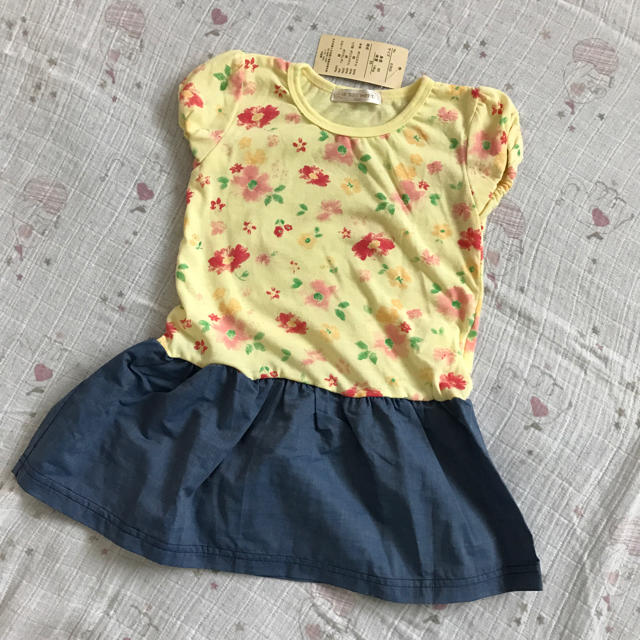 花柄 切替 ワンピース ☆ 95  キッズ/ベビー/マタニティのキッズ服女の子用(90cm~)(ワンピース)の商品写真