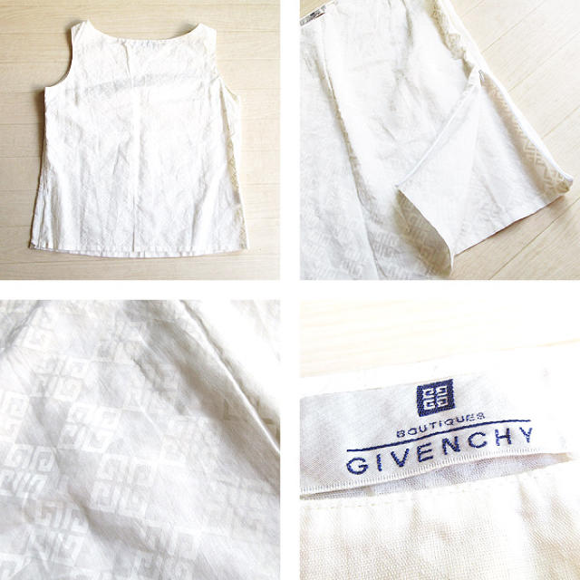 GIVENCHY(ジバンシィ)の美品 40サイズ ジバンシー ロゴ入ノースリーブカットソー アイボリー レディースのトップス(カットソー(半袖/袖なし))の商品写真