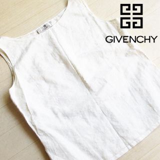 ジバンシィ(GIVENCHY)の美品 40サイズ ジバンシー ロゴ入ノースリーブカットソー アイボリー(カットソー(半袖/袖なし))