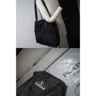 プラダ(PRADA)の●13万PRADAプラダ３層レザー革コンビショルダーバッグ黒ボストン並●美品(ボストンバッグ)