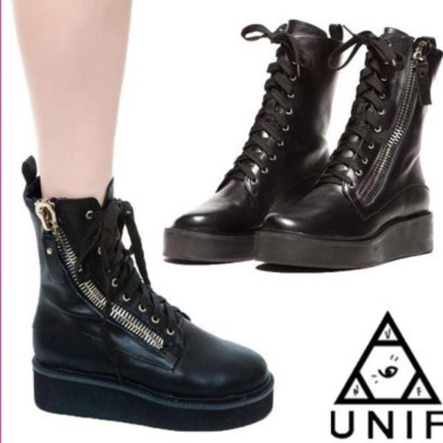 UNIF 厚底 レザーレースアップブーツ US7